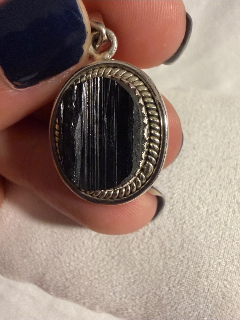 Raw black tourmaline Sterling Silver Pendant Necklace